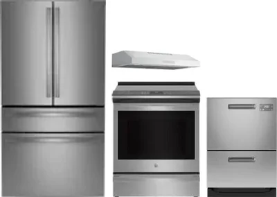 4 Piece Package Includes Refrigerator, Range, Hood And Dishwasher